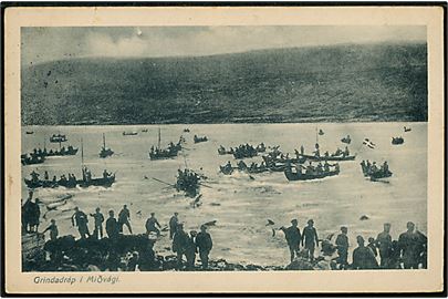 Færøerne, Grindedrab ved Midvaag. U/no. Frankeret med 15 øre Chr. X fra Thorshavn d. 19.12.1925 til København.