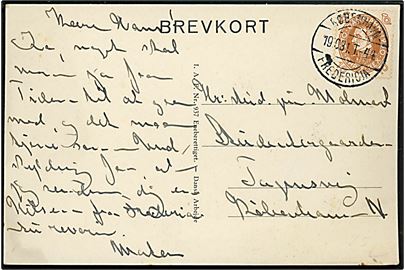 10 øre Chr. X 60 år på brevkort (Købestævnet i Fredericia) annulleret med bureaustempel København - Fredericia T.44 d. 19.10.1931 til København.