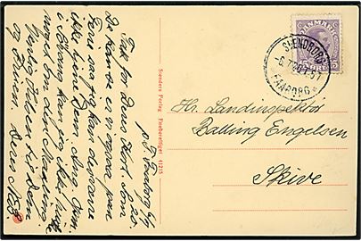 15 øre Chr. X på brevkort fra Faaborg annulleret med bureaustempel Svendborg - Faaborg sn2 T.67 d. 6.7.1920 til Skive.