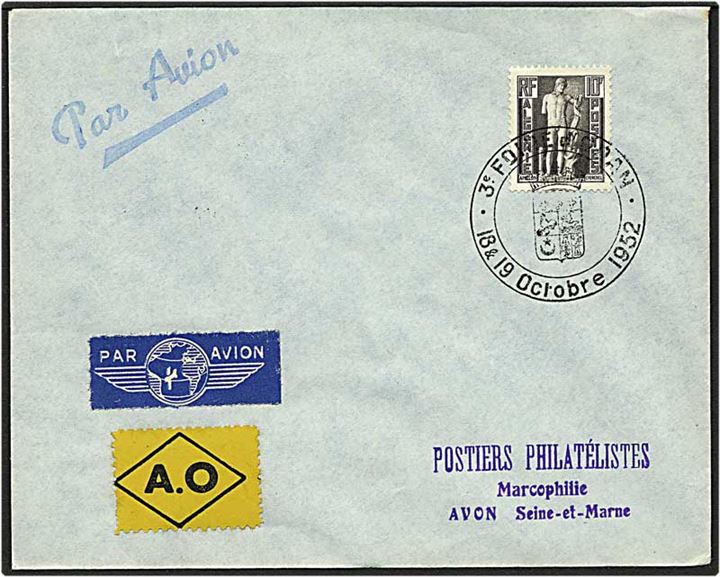 10 frank på brev fra Algeriet d. 18.10.1952 til Seine-et-Marne, Frankrig.