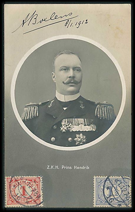 Z. K. H. Prins Hendrik. Fotokort. Uitgevers de Groot en Dykhoffz, den Haag. 