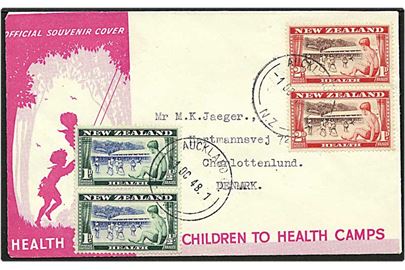 6 pence på brev fra Auckland, New Zealand, d. 1.6.1948 til Charlottenlund.