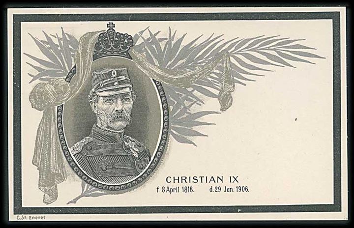 Christian IX (8 april 1818 - 29 Januar 1906). Sølvgrene. Stenders u/no. 