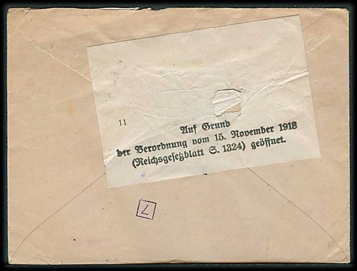 Fransk post i Tyrkiet. Fransk 25 c. på brev fra Constantinopel annulleret med feltpost Tresor et Postes *506* d. 3.1.1920 til Berlin, Tyskland. Åbnet af tysk valutakontrol.