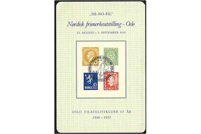 Udstillingskort fra Nordisk Frimærkeudstilling Oslo d. 25.8.1951. 2 knækkede hjørner på kortet.