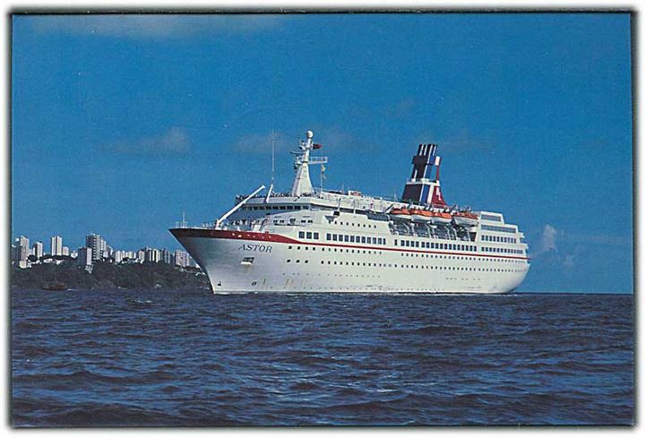 2 rup. og 3 rup. på brevkort (M/S Astor) annulleret med skibsstempel Astor Mauritius d. 29.8.1987 via Cuxhaven til Berlin, Tyskland.