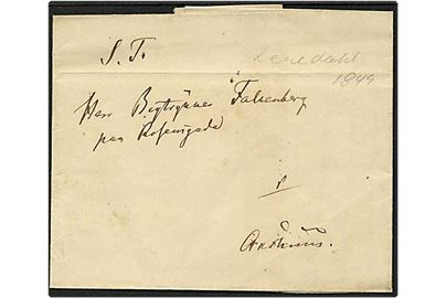 Ufrankeret brev sendt fra Lenedahl d. 25.3.1849 til Aarhus.