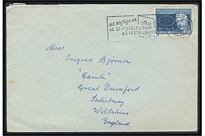 60 øre Niels Bohr på brev fra København d. x.3.1965 til Salisbury, England.
