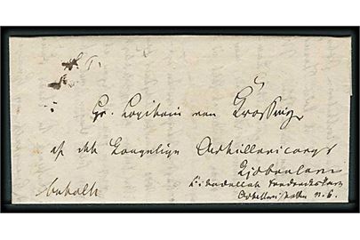 1846. Brev påskrevet Betalt med indhold dateret d. 28.11.1846 til Det kongelige Artillericorps i Kjøbenhavn.