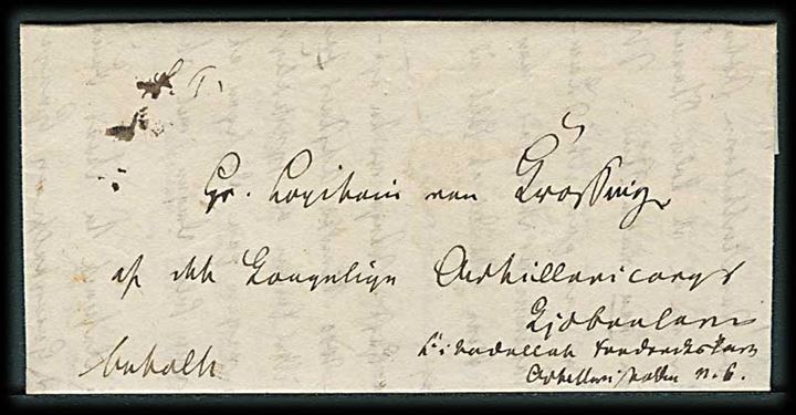 1846. Brev påskrevet Betalt med indhold dateret d. 28.11.1846 til Det kongelige Artillericorps i Kjøbenhavn.
