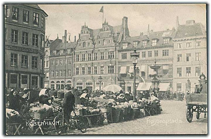 Markedsdag på Højbroplads i København. Stenders no. 1408.