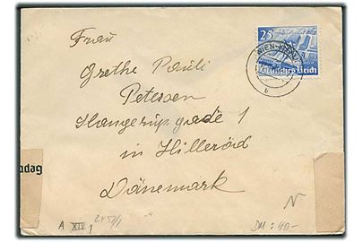 25 pfg. Leipziger Messe på brev fra Wien-Kierling d. 12.4.1940 til Hillerød, Danmark. Åbnet af tysk censur i Berlin.