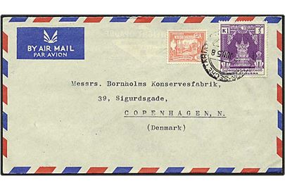 Luftpostbrev fra Rangoon, Burma, d. 13.6.1958 til København.