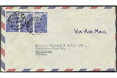 Luftpostbrev fra Bombay, Indien, d. 10.9.1959 til Stockholm, Sverige.