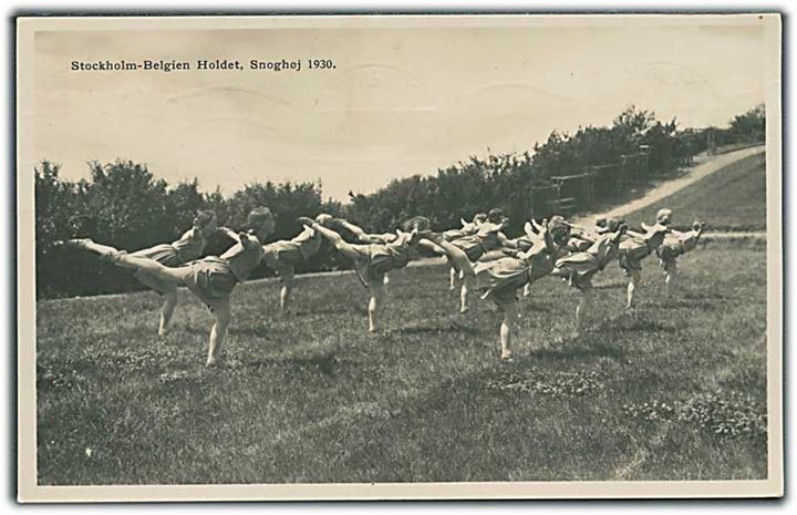 Stockholm - Belgien holdet i Snoghøj 1930. Fotokort. Konrad Jørgensens Bogtrykkeri u/no. 