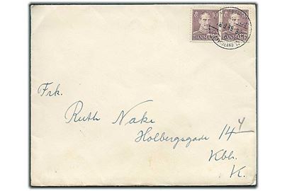10 øre Chr. X (2) på brev stemplet Den danske Brigade /5/ * i Tyskland * d. 16.9.1948 til København. Fra forlægningen i Wilhelmshafen.