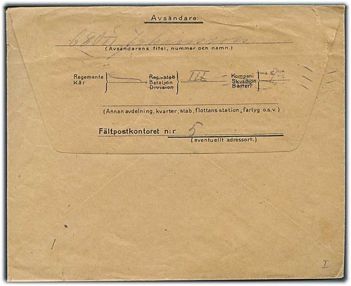 10 öre Militärbrev fra Kristianstad d. 23.9.1923 til Kågeröd. Fra soldat ved Fältpostkontor nr. 5 under manøvre i 1923. 