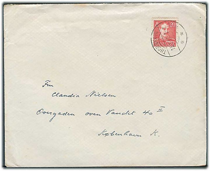 20 øre Chr. X på brev fra Thorshavn d. 15.3.1946 til København.