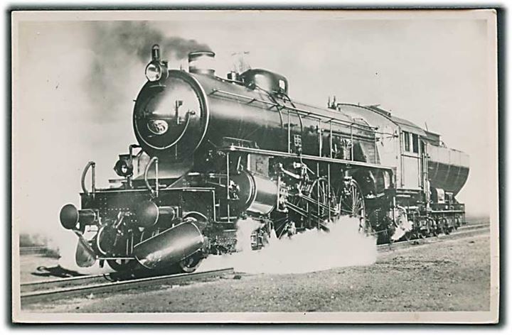 Eksprestogslokomotivet E, nr. ?65. Bygget 1915. Alex Vincents no. 8. Fotokort. 