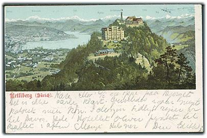 Uetliberg (Zürich)med bjergene: Säntis, Glärnisch, Tödi, Mythen, Uri-Rothstock, Titlis, Rigi, Fr?steraarhorm & Mönch Eiger Jungfrau Pilatud. P. V. K. Z. no. 5683.   