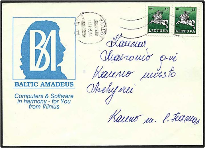 Brev fra Kaunass, Litauen, d. 27.9.1991.