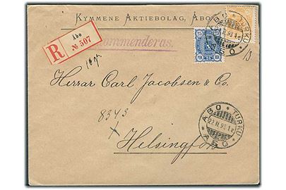 20 pen. og 25 pen på anbefalet brev fra Åbo d. 22.2.1898 til Helsingfors.