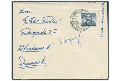30 pfg. Nikolaus Otto single på brev fra Wilhelmshaven ca. 1952 til København, Danmark.
