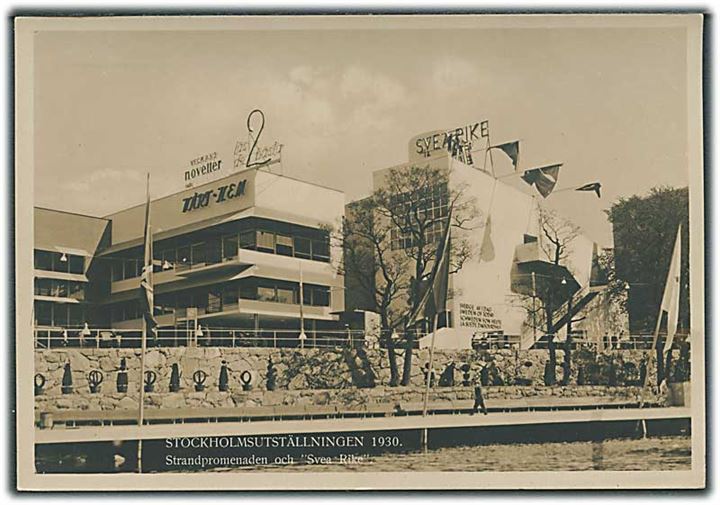 Stockholms Udstillingen 1930. Strandpromenaden og Svea Rike. Frans Svanström & Co. no. 29. Fotokort. 