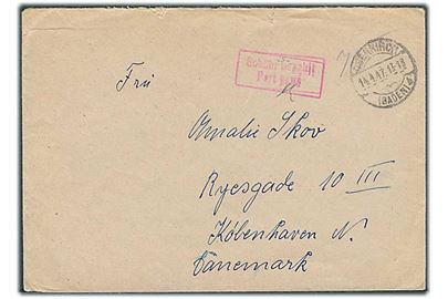 Fransk zone. Ufrankeret brev med rammestempel Gebühr bezahlt / Port payé fra Oberkirsch d. 14.4.1947 til København, Danmark.