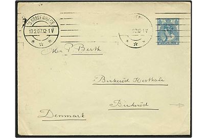 12½ cent blå på brev fra S Gravenhage, Holland, d. 13.2.1907 til Birkerød. Birkerød Ia brotypestempel.