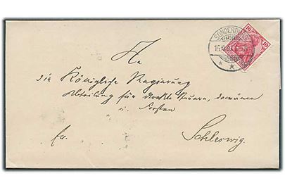 10 pfg. Germania på brev fra Sonderburg **b d. 15.10.1903 til Schleswig.