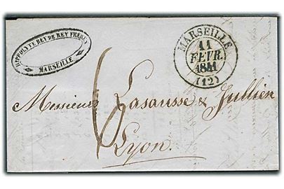 1841. Foldebrev med indhold fra Marseille d., 11.2.1841 til Lyon.