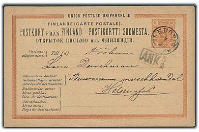 10 pen. helsagsbrevkort fra Kuopio d. 2.2.1884 til Helsingfors.