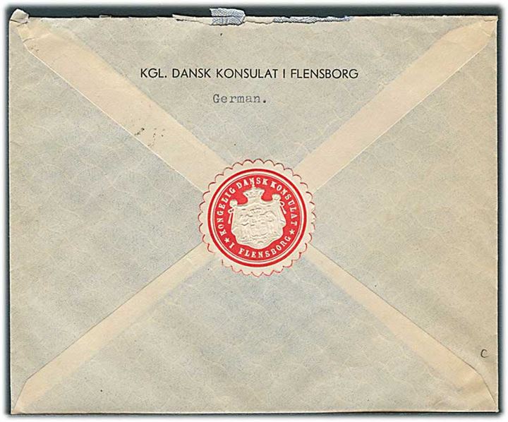 8 pfg. Bizone udg. på lokalbrev fra det danske konsulat i Flensburg d. 21.9.1945. Retur til afsender.
