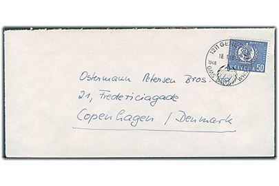 WHO. 50 c. WHO udgave single på brev fra Genéve d. 18.1.1968 til København, Danmark.