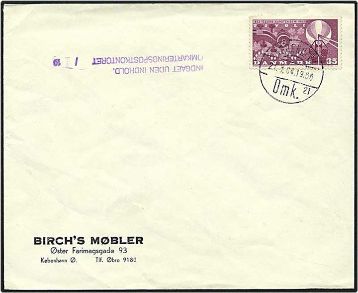 35 øre violet Tivoli på brev fra København d. 21.7.1964. Brevet indgået uden indhold.