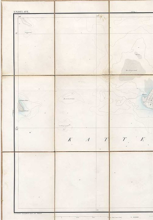 Generalstabens Topografiske Kort over Endelave. No. 114. 54 x 45 cm. 1870. 
