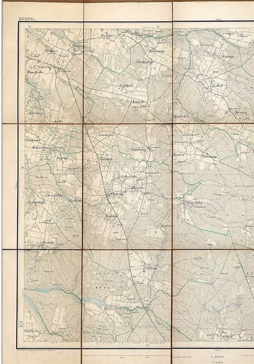 Generalstabens Topografiske Kort over Kvong. No. 108. 54 x 45 cm. 1876. 