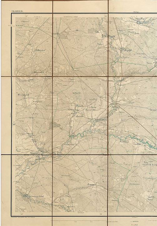 Generalstabens Topografiske Kort over Skarrild. No. 94. 54 x 45 cm. 1877.