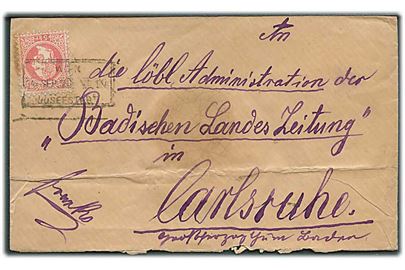 5 kr. Franz Joseph på brev fra Wien d. 19.9.187x til Carlsruhe, Tyskland.