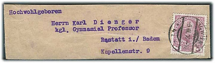 3 h. Franz Joseph på korsbånd fra Wien d. 9.7.1910 til Rastatt, Tyskland.