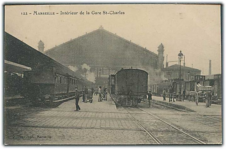 Jernbanestationen Gare - St - Charles, Marseille i Frankrig. C. Ruat no. 122. 
