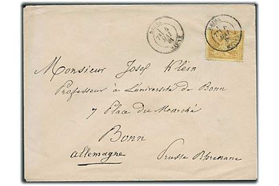 25 c. single på brev fra Reims d. 6.5.1881 til Bonn, Tyskland.