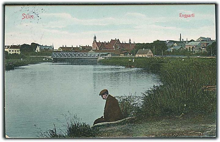 Engparti i Skive med bro. Warburgs Kunstforlag no. 1008. 