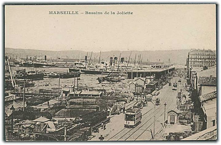 Marseille. Havneparti med sporvogn. U/no. 