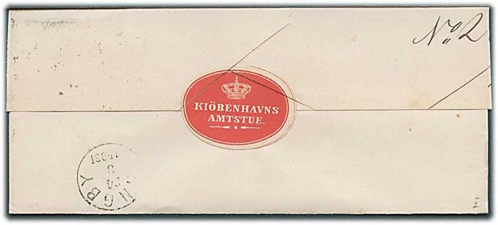4 øre Tjernestemærke i parstykke på brev fra Kjøbenhavn d. 23.3.187x til Ravnehuus pr. Lyngby.