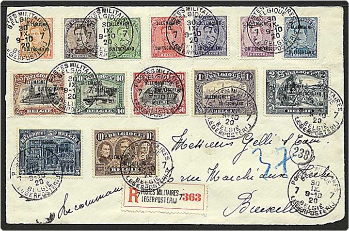 Brevforside med Belgisk post i Tyskland sendt d. 30.9.1920. AFA 1675 kr.