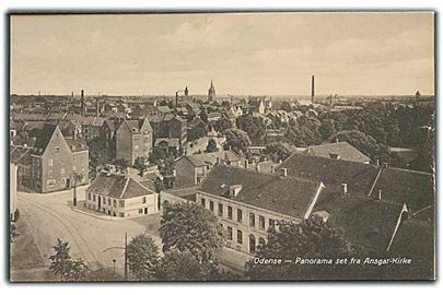 Odense - Panorama set fra Ansgar kirken. J. Chr. Pedersens Kunstforlag no. 18. 