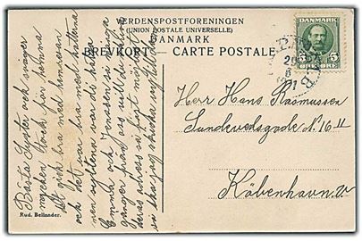 5 øre Fr. VIII på brevkort annulleret med svensk bureaustempel PKXP No. 61 B (= Göteborg-Ängelholm-Malmö) d. 29.6.1911 til Kjøbenhavn, Danmark.