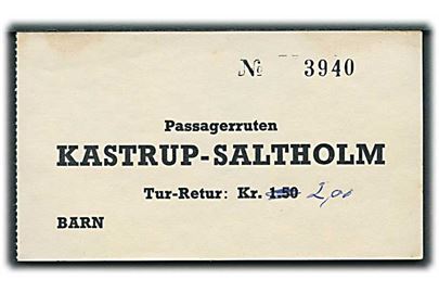 Passagerruten Kastrup-Saltholm. Børnebillet no. 3940.